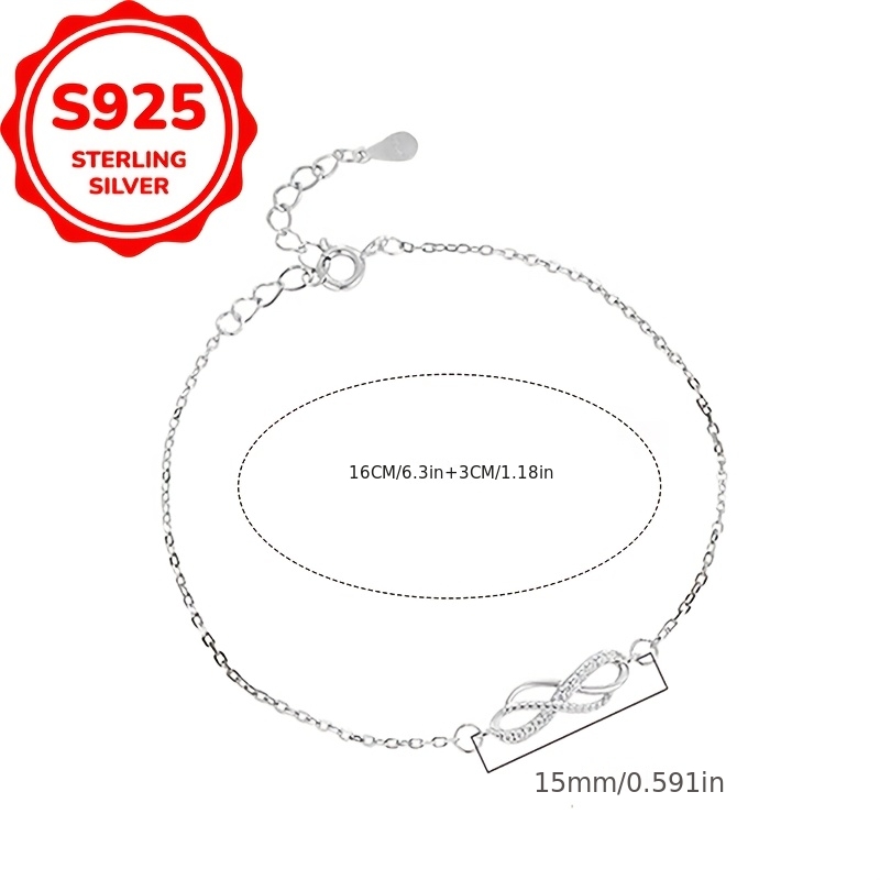 Women's S925 Sterling Silver Infinity Symbol Bracelet